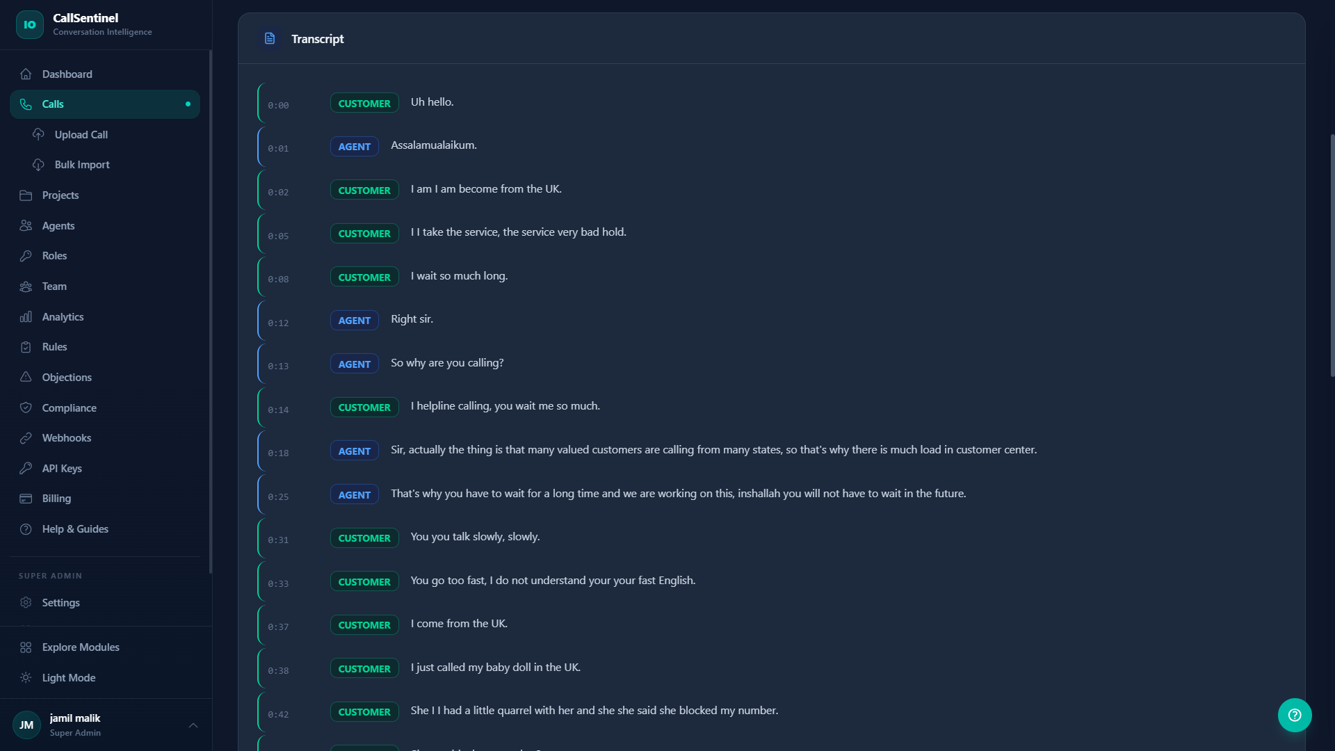 CallSentinel Transcript - Full conversation with speaker labels