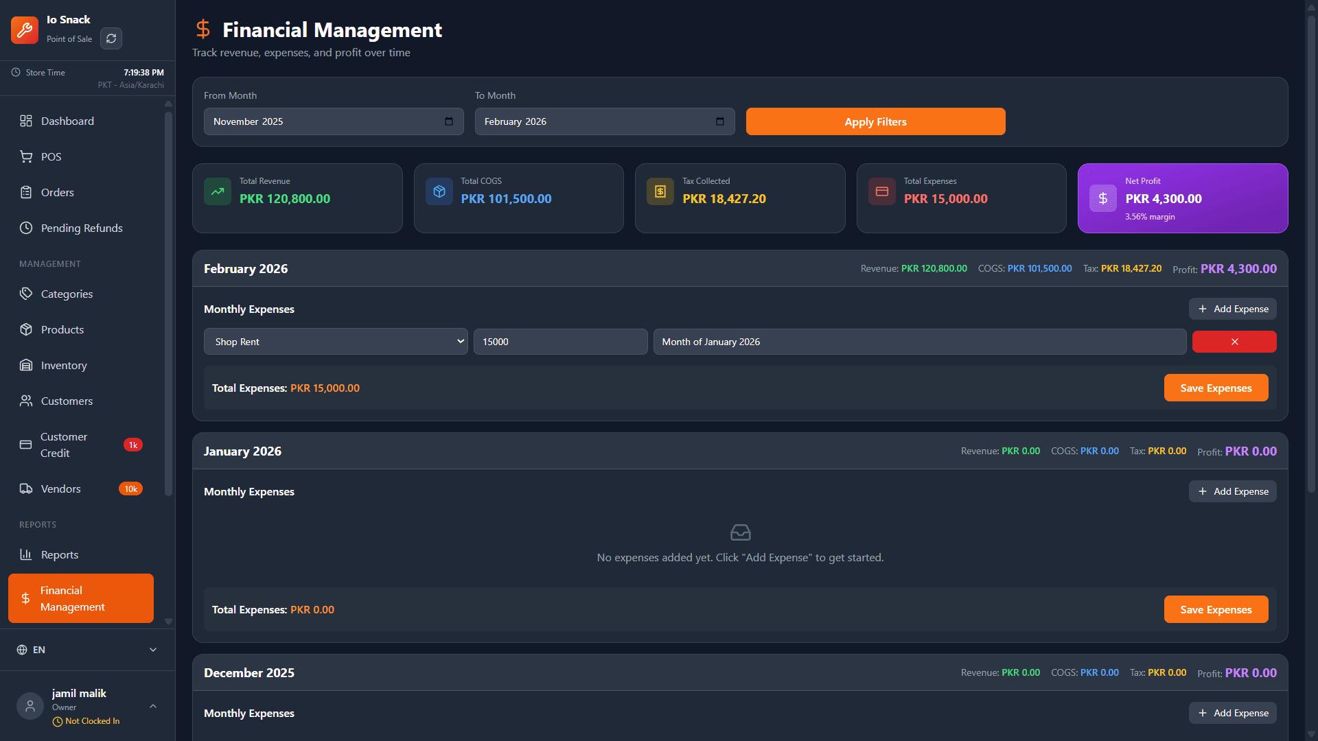 Financial Management - Revenue, COGS, Profit