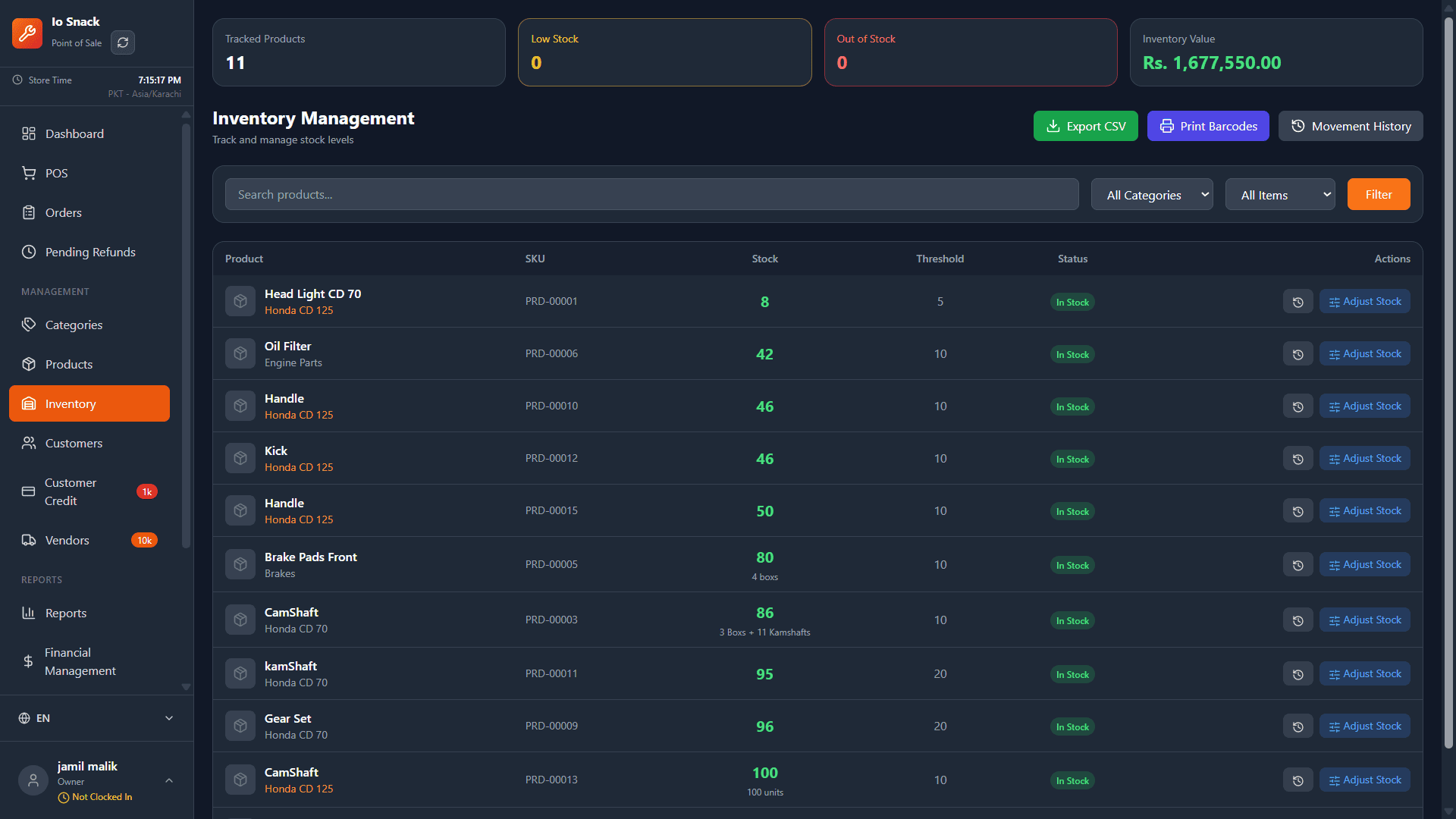 Inventory Management - Stock tracking